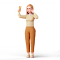 女人自拍与和平手近眼 3D 插图