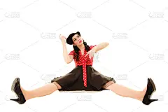 复古。海报女郎像木偶一样风格化