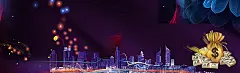 房地产广告高档背景绚彩光线金钱元宝PSD分层夜晚花瓣海报banner科技