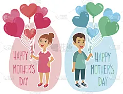 贺卡,母亲节,设计师,幸福,可爱的,女儿,姐妹,兄弟,家庭,父母