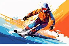 滑雪手绘冰雪运动插画