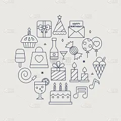 生日物品围成一个圈的插图