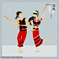 五十六民族插画男女双人佤族