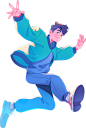 漂浮青年人物插画-男