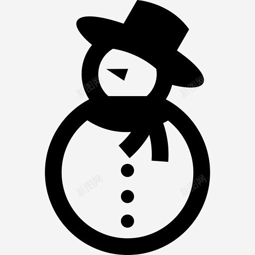 戴着围巾和帽子的雪人造型圣诞快乐图标 平...