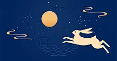 点击来源直接获取大图文件 |中秋节矢量插画，满月和玉兔。
