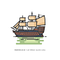 Pirate Ships Illustrations : Series of flat illustrations on the theme: pirate ships in movies, games and cartoons. 2016.