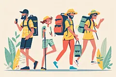 扁平风旅游踏青氛围感插画