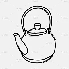 茶壶涂鸦矢量图标。手绘素描插图eps10