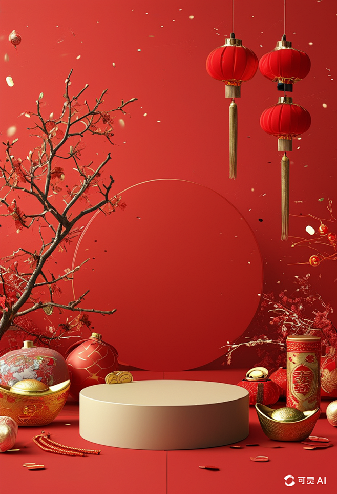 2x3_春节红色背景_简约画面_前面是一...