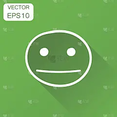 手绘的笑脸图标。经营理念面临着悲伤的象形文字。矢量插图上的绿色背景和长阴影。