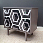 Upcycled Retro Chest Of Drawers Cabinet Storage Cole & Son 'Hexagon' Bespoke | eBay: 