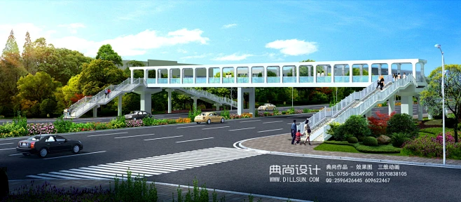 1a湖景天桥-空腹桁架方案 人行天桥过街效果图图片_人行天桥效果图图片素材-花瓣网