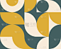 艺术斯堪的纳维亚风格的海报在趋势的颜色。几何图案的网页横幅，装饰枕头在室内，商业展示，企业身份。