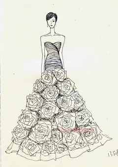 【简单黑白—线条的魅力】笔尖时尚 手绘插画 素材 时装周 婚纱手绘 铅笔画 设计稿