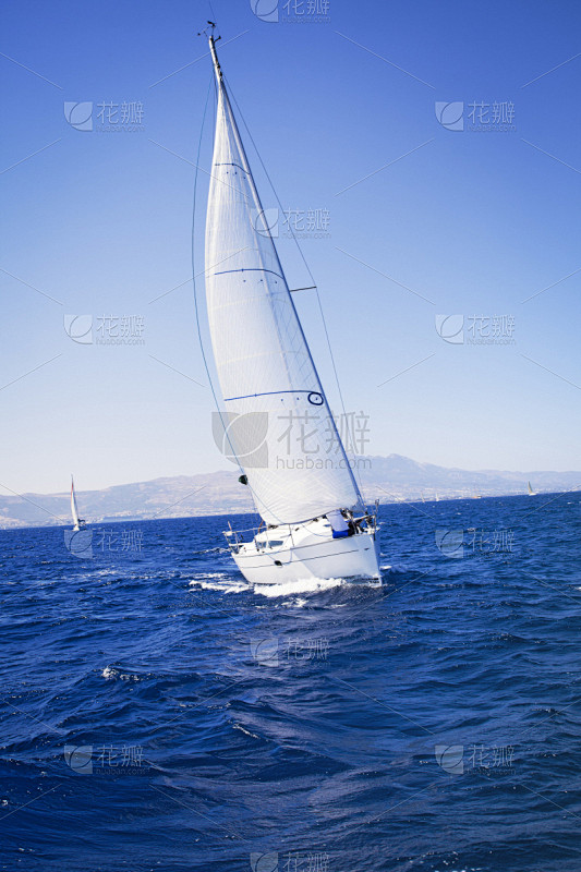 帆船队,赛舟会,乘务员,垂直画幅,水,风...