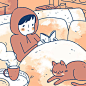 #39 Comics and coffee and cat before work - http://smallthingscomic.tumblr.com/