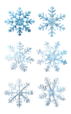 素材组合-冬季冬天通用3D立体透明雪花元素贴纸