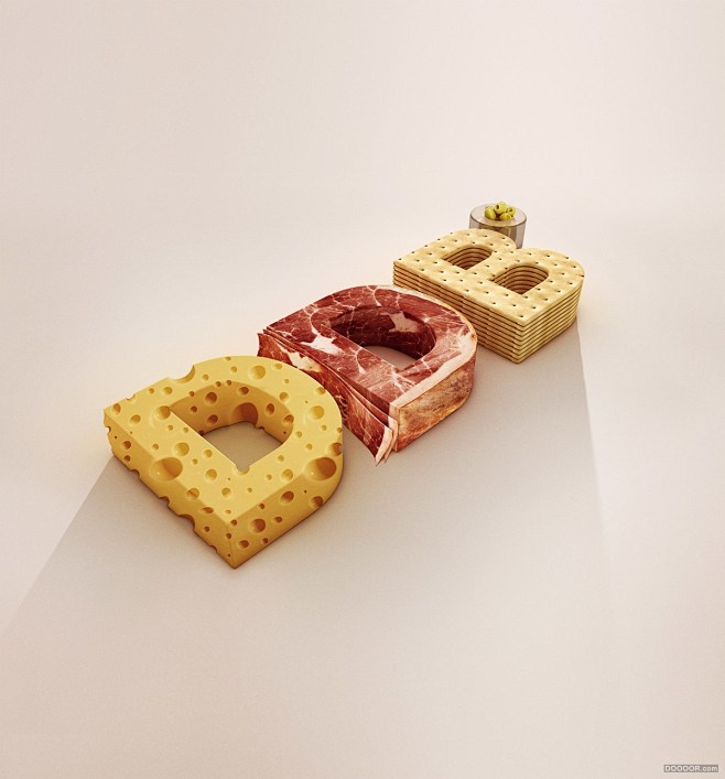 DDBº奶油饼干和肉的3D字体设计-Se...