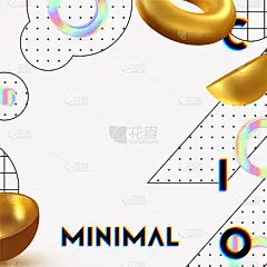 现代最小设计与现实的3d渲染对象。抽象的背景。海报艺术趋势。创意构图悬浮不同形态的元素。矢量图