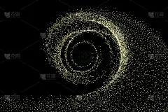 Abstract golden particles light wave