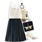 A fashion look from June 2016 featuring white halter top, high-waist skirt and caged sandals. Browse and shop related looks.