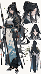 AI日系武侠人物设定素材 游戏原画角色设计 日式人物插画临摹图集-淘宝网