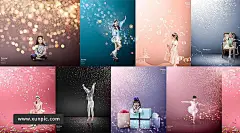 16款儿童摄影写真粒子光效背景海报PSD源文件模板素材 设计模板 