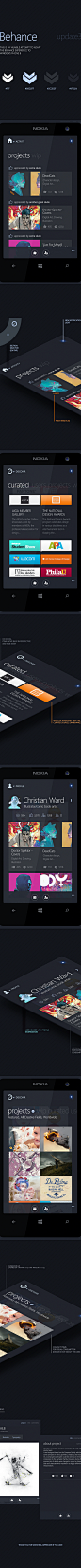Behance (v.III) : My go on the Behance for windows phone App. Version III of this personal project. 