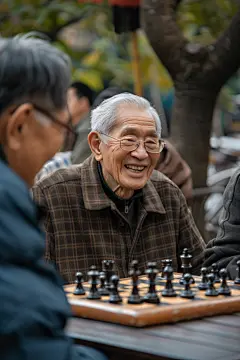 老人生活习惯相伴下棋图片