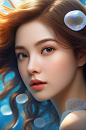 数字艺术水中女孩图片-众图网
