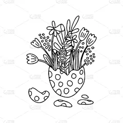 春天,乱画,蛋,平衡折角灯,花束,可爱的,传统,贺卡,复活节,含羞草酒