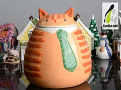 欧美家居创意手绘猫咪陶瓷罐糖果罐储物罐零食罐带盖陶瓷罐子摆件-淘宝网
