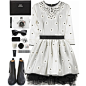 A fashion look from November 2014 featuring white high neck dress, leather booties and black leather purse. Browse and shop related looks.