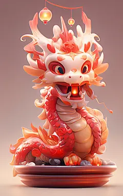 卡通可爱龙元素龙宝宝素材图AI图