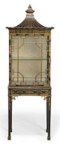 A BLACK AND GILT JAPANNED CHINA CABINET -  CIRCA 1900: 