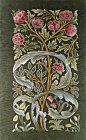 A (William) Morris & Co ‘Oak’ silk panel embroidered by Helen, Lady Lucas Tooth in the early 20th century. The original design is attributed to John Henry Dearle.