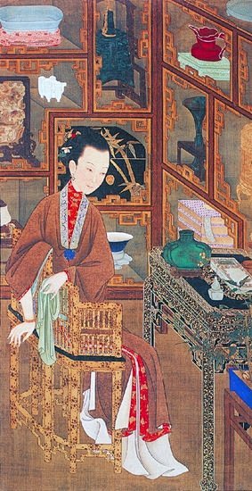 北京故宫博物院现存一套清宫旧藏美人图，共...