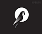 Parrot鹦鹉logo设计采用黑白配色的鹦鹉加月亮背景。
