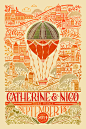French Wedding Invites : A custom designed set of destination wedding invitations - hand lettering and illustration.