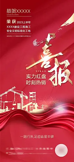 海报 地产 喜报 热销 红色 品质