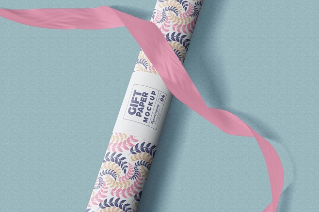 礼品包装纸图案设计样机模板 Gift W...