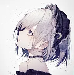 白发少女 侧脸 头像 短发