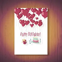 复古爱心生日贺卡矢量素材