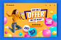 Realistic sale landing page template with photo Free Vector