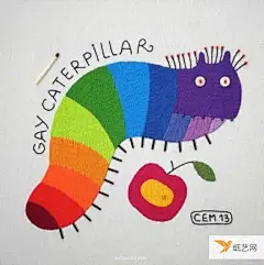 一组让动物变得美丽多彩细腻的手工刺绣作品 - 纸艺网
