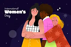 国外水彩手绘三八妇女节女孩女生闺蜜友爱人物插画ai矢量设计素材-淘宝网