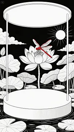 展台，场景，电商背景，线条花卉，矢量，竖屏，zxs (1)