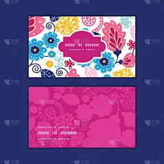 矢量童话花水平框架模式名片集