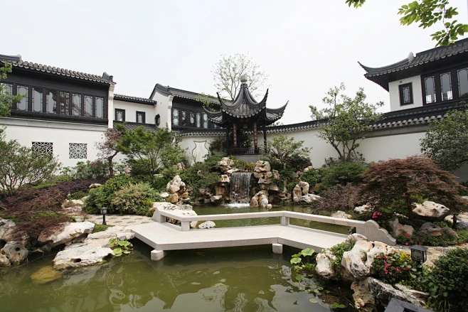 绿城苏州桃花源中式样板区庭院实景拍摄图-淘宝网-花瓣网
